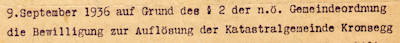 Aufsung der KG Kronsegg 1936